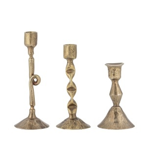 Set 3 suporturi lumanare maro alama din metal Efsa Bloomingville