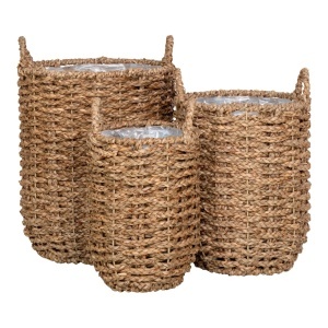 Set 3 suporturi pentru ghiveci maro din fibre naturale Lary House Nordic
