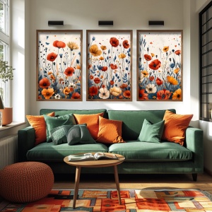Set 3 tablouri multicolore din lemn 35x47 cm GE258-L The Home Collection