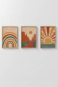 Set 3 tablouri multicolore din lemn 3Dartsohoset8 The Home Collection