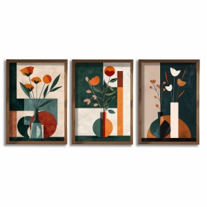 Set 3 tablouri multicolore din lemn 50x70 cm HUM117 The Home Collection