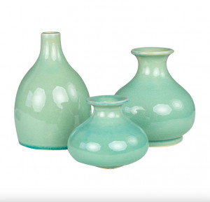 Set 3 vaze verzi din ceramica Jade Versmissen