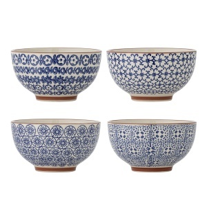 Set 4 boluri albastre din ceramica 500 ml Karine Bloomingville