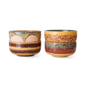 Set 4 boluri pentru desert multicolore din ceramica 13 cm 70s Harbour HKliving