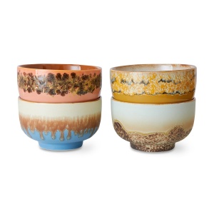 Set 4 boluri pentru noodles multicolore din ceramica 14 cm 70s Seabreeze HKliving
