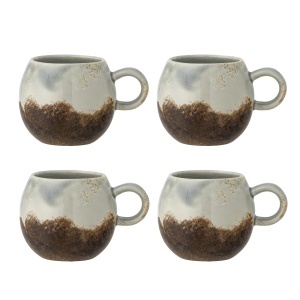 Set 4 cani maro/albastru din ceramica 275 ml Paula Art Bloomingville