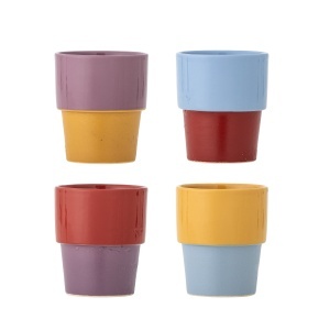 Set 4 cesti multicolore din ceramica 150 ml Ewan Art Bloomingville