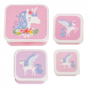 Set 4 cutii pentru pranz multicolore din polietilena Unicorn A Little Lovely Company