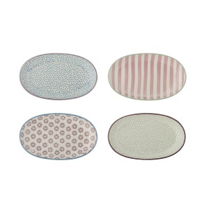 Set 4 farfurii intinse multicolore din ceramica 13x22 cm Patrizia Bloomingville