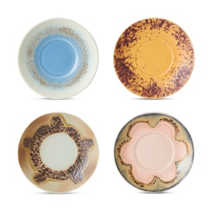 Set 4 farfurioare multicolore din ceramica 12 cm 70s Ocean HKliving