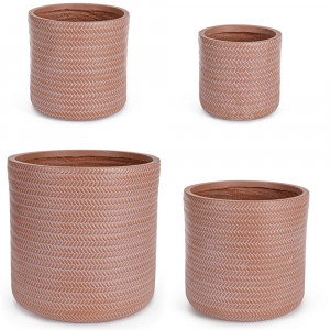 Set 4 ghivece pentru exterior maro teracota din fibre sintetice Tressage Bizzotto