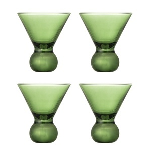 Set 4 pahare pentru cocktail verzi din sticla 165 ml Corliss Bloomingville