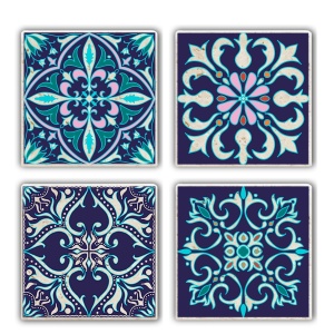 Set 4 protectii masa multicolore din piatra 10x10 cm TBA7436502215247 The Home Collection