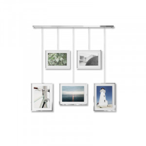 Set 5 rame foto albe/argintii din metal 70x79 cm Exhibit Umbra
