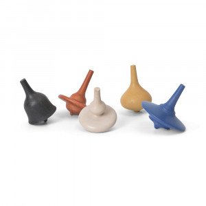 Set 5 titirezi multicolori din lemn Spin Ferm Living