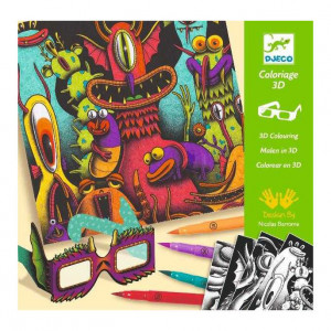 Set creativ multicolor din carton Monsters Djeco