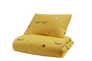 Set cuvertura galbena/neagra din bumbac Dide Double The Home Collection