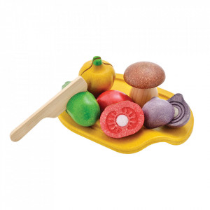 Set de joaca 7 piese multicolor din lemn Assorted Vegetables Plan Toys