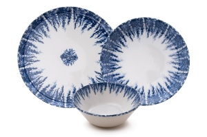 Set de masa 12 piese albe/albastre din ceramica MCH-01-12-PRC The Home Collection