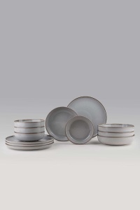 Set de masa 12 piese gri din ceramica MOD12Y1730955 The Home Collection