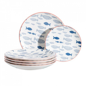 Set de masa 18 piese din portelan Fishes The Home Collection
