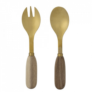 Set lingurita si furculita pentru salata din lemn si inox Thina Creative Collection