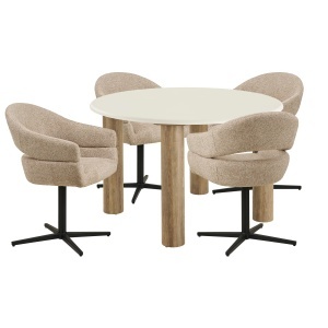 Set masa dining si 4 scaune bej/maro Fondi and Dover House Nordic