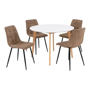 Set masa dining si 4 scaune maro din metal Vojens Middelfart House Nordic