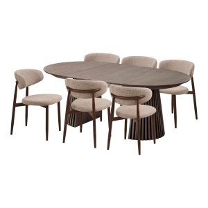 Set masa dining si 6 scaune bej/maro inchis Osaka and Levanto House Nordic