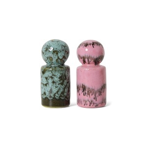 Set solnita si pipernita multicolore din ceramica 70s Baroque HKliving