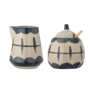 Set zaharnita si latiera bej/albastru din ceramica Allium Creative Collection