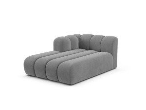 Sezlong canapea modulara gri deschis din catifea pentru 2 persoane Lupine Left Micadoni