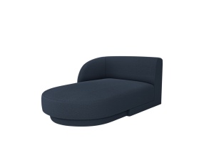 Sezlong pentru canapea modulara albastru inchis din textil pentru 2 persoane Miley Left Boucle Micadoni