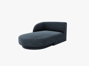 Sezlong pentru canapea modulara albastru royal din textil pentru 2 persoane Miley Left Chenille Micadoni