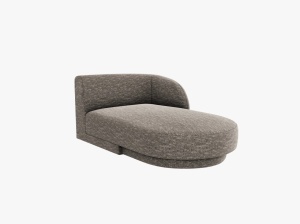 Sezlong pentru canapea modulara gri din textil pentru 2 persoane Miley Right Chenille Micadoni