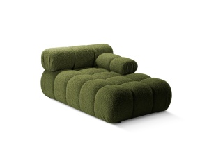 Sezlong pentru canapea modulara verde din textil pentru 1 persoana Bellis Boucle 155 Right Micadoni