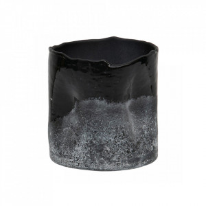Suport lumanare negru din sticla 10 cm Frosted BePureHome