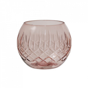 Suport lumanare roz din sticla 7 cm Netra Bloomingville
