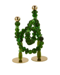 Suport lumanari auriu/verde din metal 38 cm Beads Pols Potten
