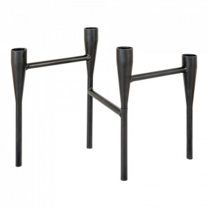 Suport lumanari din metal negru 21 cm Milan House Nordic