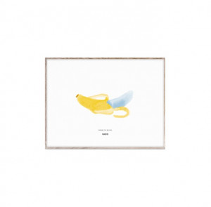 Tablou alb/galben cu rama din lemn 30x40 cm Banana Paper Collective