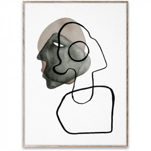 Tablou alb/negru cu rama din lemn Comedia Paper Collective