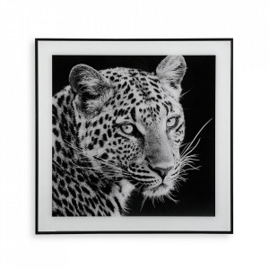 Tablou alb/negru din sticla 50x50 cm Tiger Versa Home