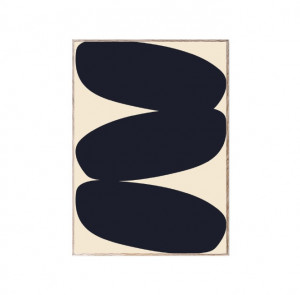 Tablou albastru/crem cu rama din lemn Solid Shapes Paper Collective