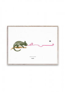 Tablou multicolor cu rama din lemn 30x40 cm Charlie the Chameleon 02 Paper Collective