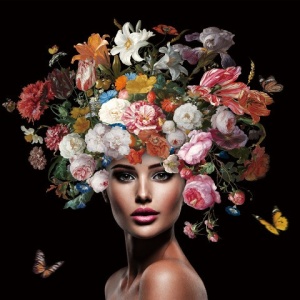 Tablou multicolor din sticla 80x80 cm Crona Ter Halle