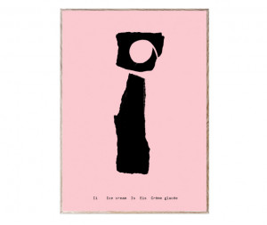 Tablou negru/roz cu rama din lemn 30x40 cm I-Alphabet Spaghetti Letter Paper Collective