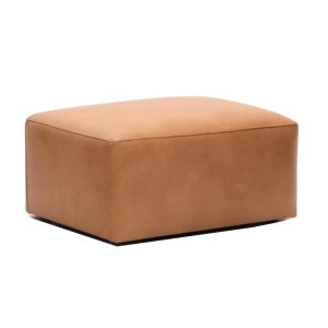 Taburet dreptunghiular maro din piele 70x90 cm Blok Kave Home