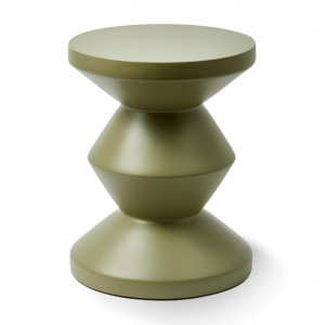 Taburet exterior rotund verde oliv din fibre sintetice 35 cm Zig Zag Pols Potten