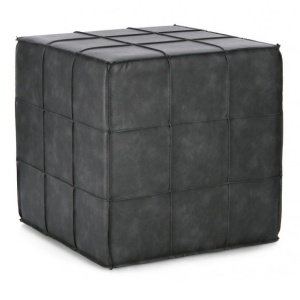 Taburet patrat gri inchis din piele ecologica 43x43 cm Larisa Bizzotto